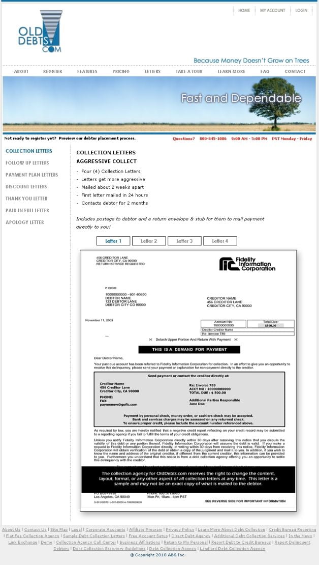 Olddebts.com Collection Letters