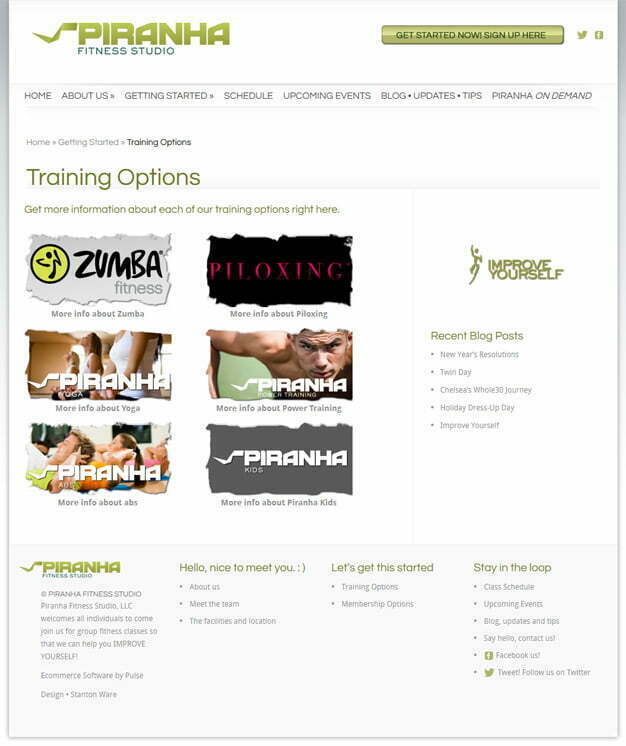 Piranha fitness studio training options