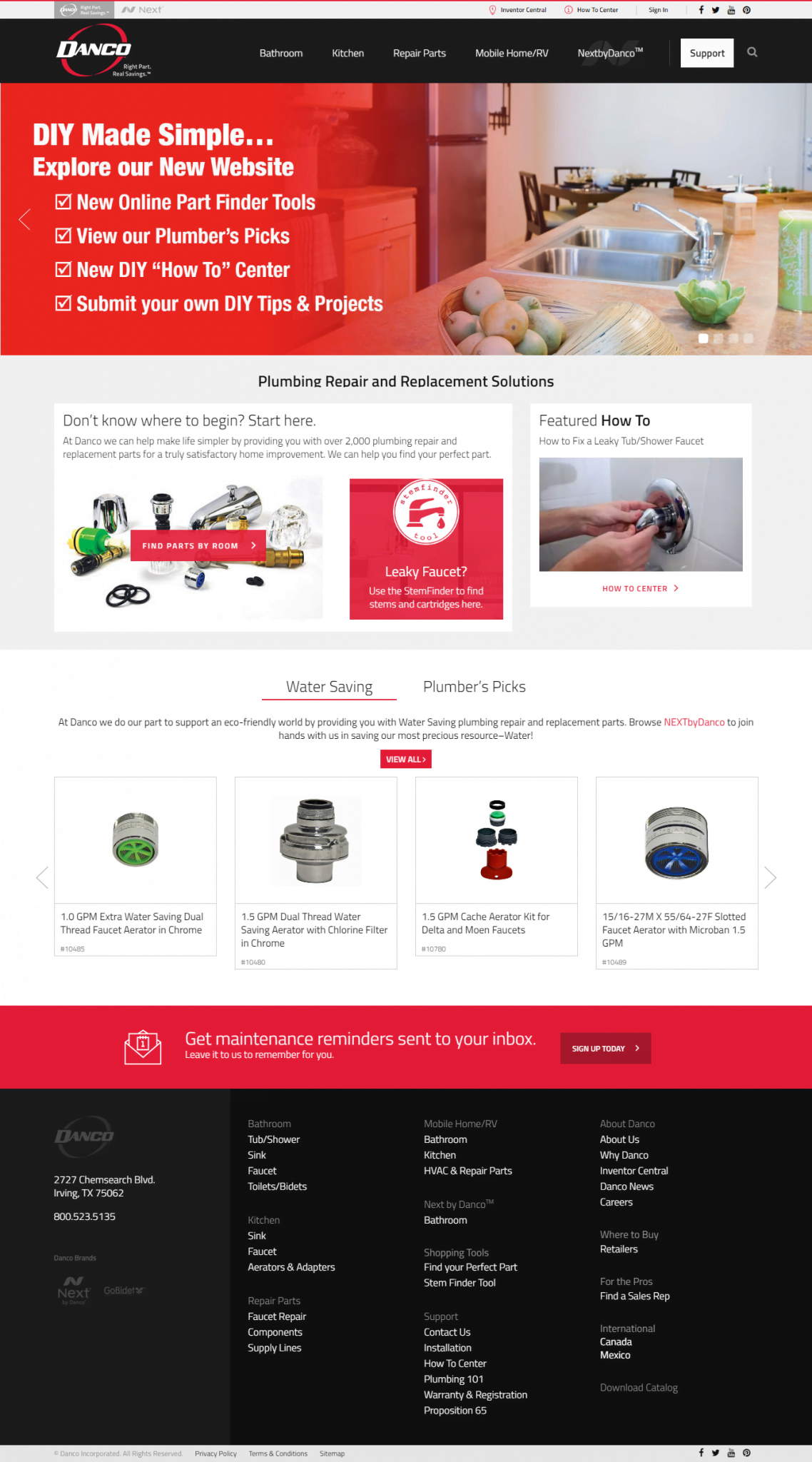 A professional web design for a plumbing parts store