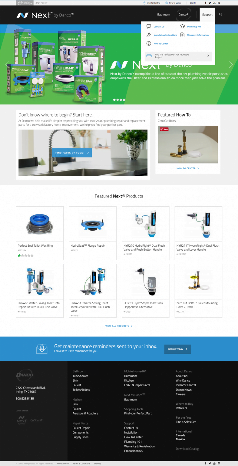 A professional web design for a plumbing parts store