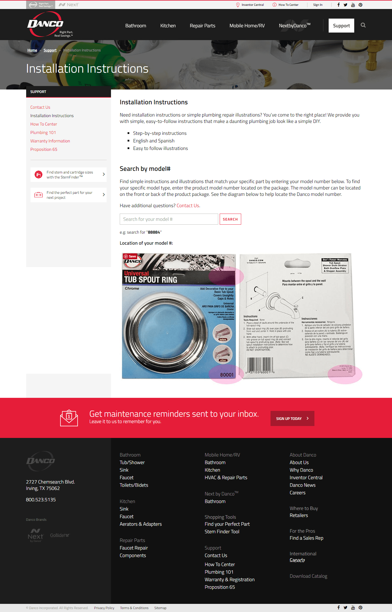 A professional web design for a plumbing parts store