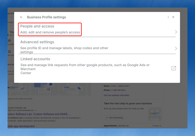 Select “People and access”